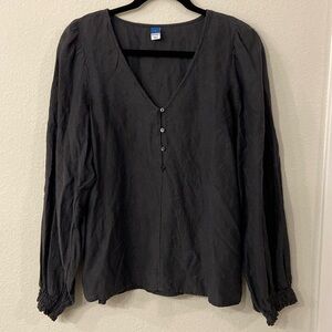 Old Navy Dark Grey Embroidered Blouse